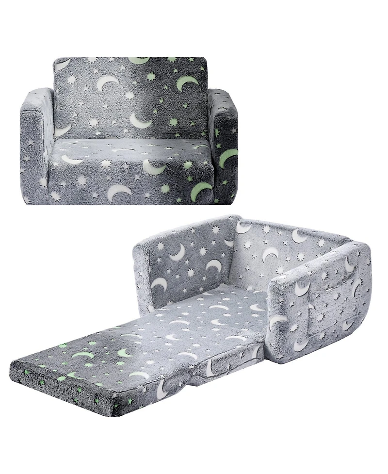 Sugift 2-in-1 Kids Sofa Glow in the Dark Convertible Toddler Chair and Lounger