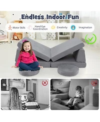 Sugift 6 Piece Modular Kids Play Couch Set with Washable Covers