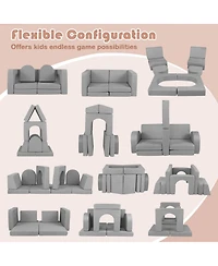 Sugift 8 Piece Modular Kids Play Couch with Soft Fabric Upholstery