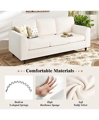 Sugift Upholstered Three Seat Sofa with Plush Back Cushions