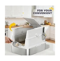 Zeus and Ruta Large Cat Litter Box with Stainless Steel, Flip Cover, Easy Clean Design, Jumbo Capacity