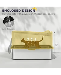 Zeus and Ruta Cat Litter Box with Scoop, Top-Entry Design, Non-Slip Pads, Odor Control, Easy Cleanup, Jumbo Capacity