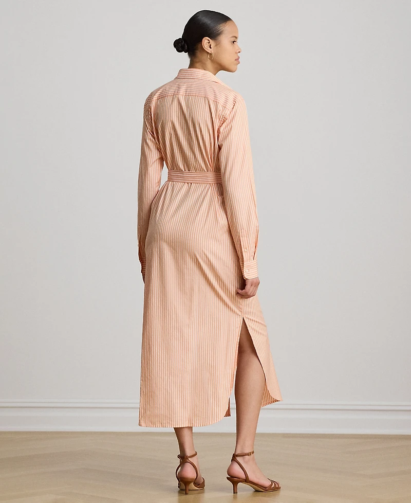Lauren Ralph Petite Button-Down Striped End-On-End Shirt Dress