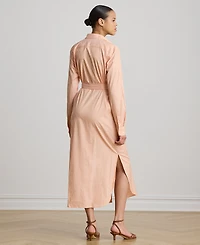 Lauren Ralph Petite Button-Down Striped End-On-End Shirt Dress
