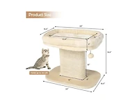 Zeus and Ruta Modern Cat Tree Tower with Large Plush Perch and Sisal Scratching Plate for Indoor Cats