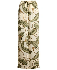 Lauren Ralph Petite High-Rise Rope-Print Twill Wide-Leg Pants