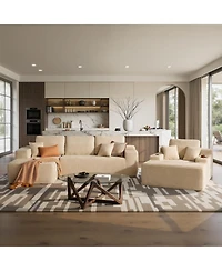 Xizzi 3-Piece L-Shaped Cloud Sectional Sofa with Oversized Chaise Lounge, No-Assembly Living Room Furniture Set, Plush Modular Couch and Comfy Chair