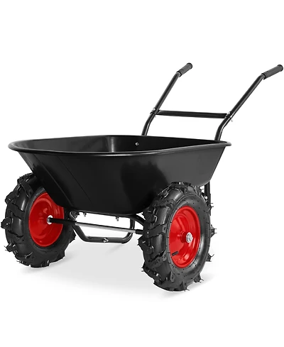 Best Choice Products Heavy Duty Dual-Wheel Wheelbarrow Garden Cart w/Built Stand, 500lb Capacity, Extra Large Wheels