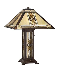 Franklin Iron Works Drake Mission Tiffany Style Table Lamp 25 1/2" High with Table Top Dimmer Nightlight
