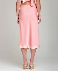 Avec Les Filles Women's Asymmetrical Wrap Midi Skirt