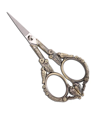 Gnuadz 4.6” Vintage Detail Shears Sewing Embroidery Craft Artwork Needlework Yarn Handicraft Diy Tool Thread Snips Rainbow Bird