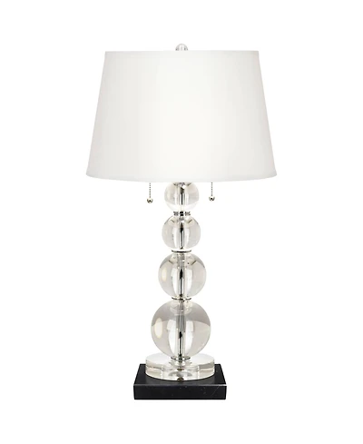 Vienna Full Spectrum Modern Table Lamp 26 1/2" High Square Marble Riser Crystal Spheres Drum Shade for Bedroom Living Room