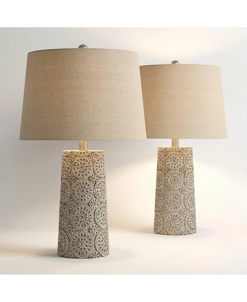 360 Lighting Lavinia 24 1/2" High Carved Stone Motif Table Lamp Set of 2