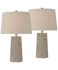 360 Lighting Lavinia 24 1/2" High Carved Stone Motif Table Lamp Set of 2