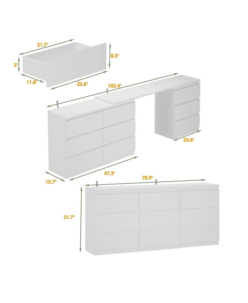 Famapy 9-Drawer Retractable Dresser Bedroom Storage Organizer