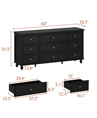 Famapy Wooden 9-Drawer Chest of Drawers Dresser