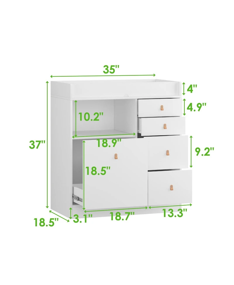 Famapy Changing Table With 5-Drawers,Kids Dresser with Shelf