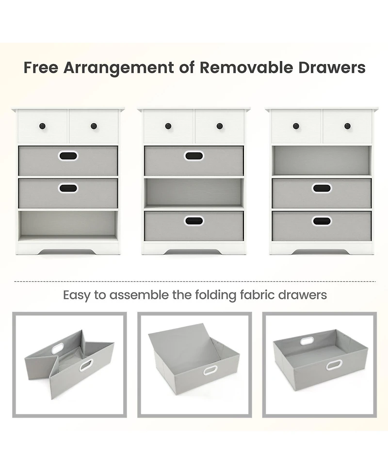 Slickblue 4-Drawer Storage Dresser with Open Shelves Modern Design
