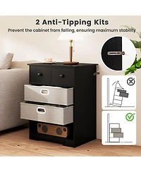 Slickblue 4-Drawer Storage Dresser with Open Shelves Modern Design