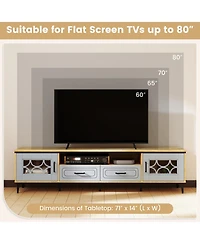 Sugift Farmhouse Tv Stand for TVs up to 80 in with Two Drawers