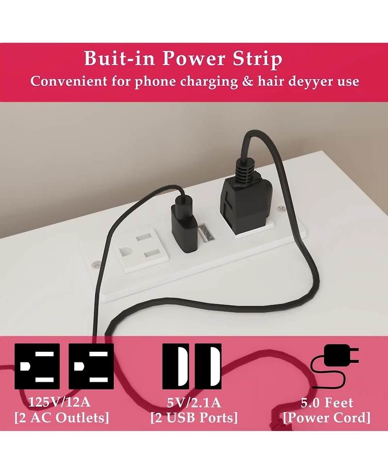 Famapy 9 Drawer Dresser for Bedroom with Led Light and Power Outlet