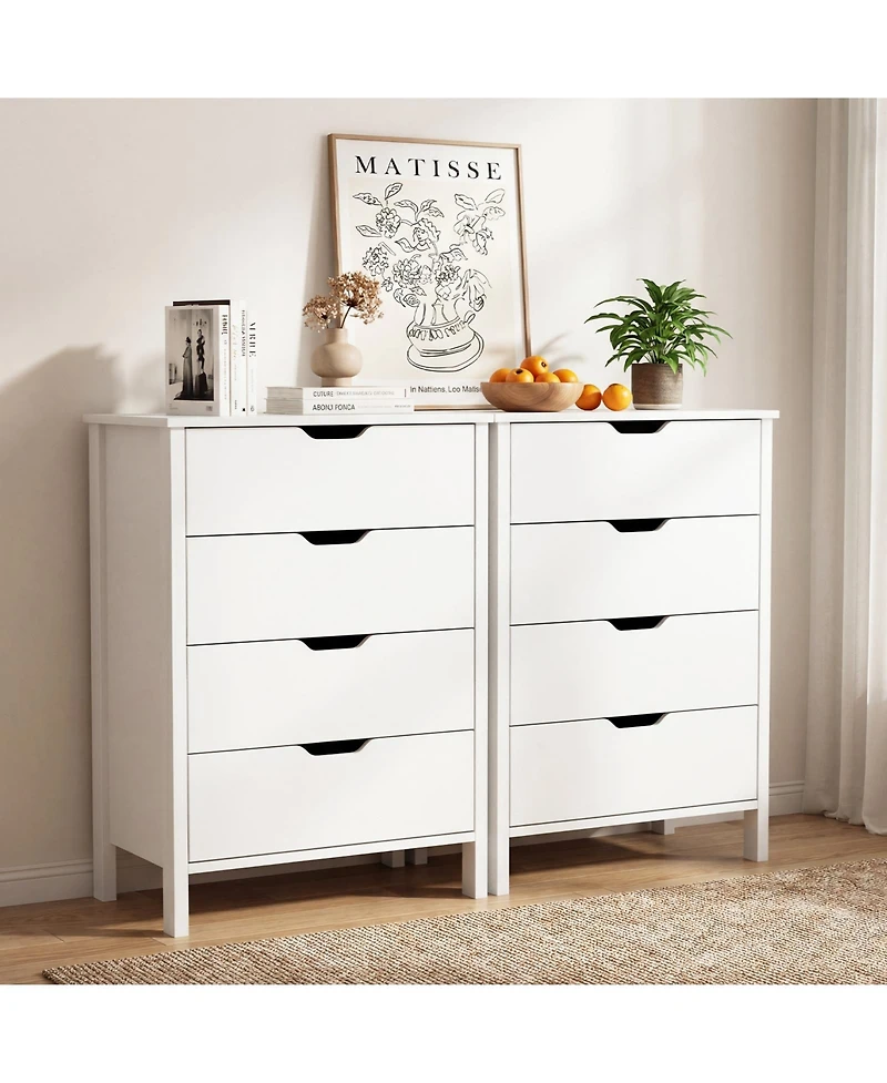 Slickblue 4-Drawer Nightstand Dresser Solid Wood with Anti-Tip Device