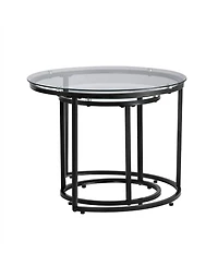 Sugift Nesting Coffee Table Set of 2, 23.6" Round Glass Tables for Small Spaces