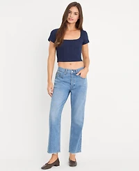 Good American Women's Weightless Mid-Rise Boyfriend Jeans