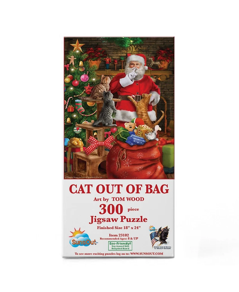 SunsOut Cat out of the Bag 300 piece Jigsaw Puzzle for Adults Christmas