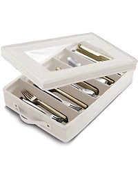 StorageBud Flatware & Utensil Storage, 5 Compartment Flatware Storage Case, Silverware Case with Handles, Protects and Organizes Cutlery