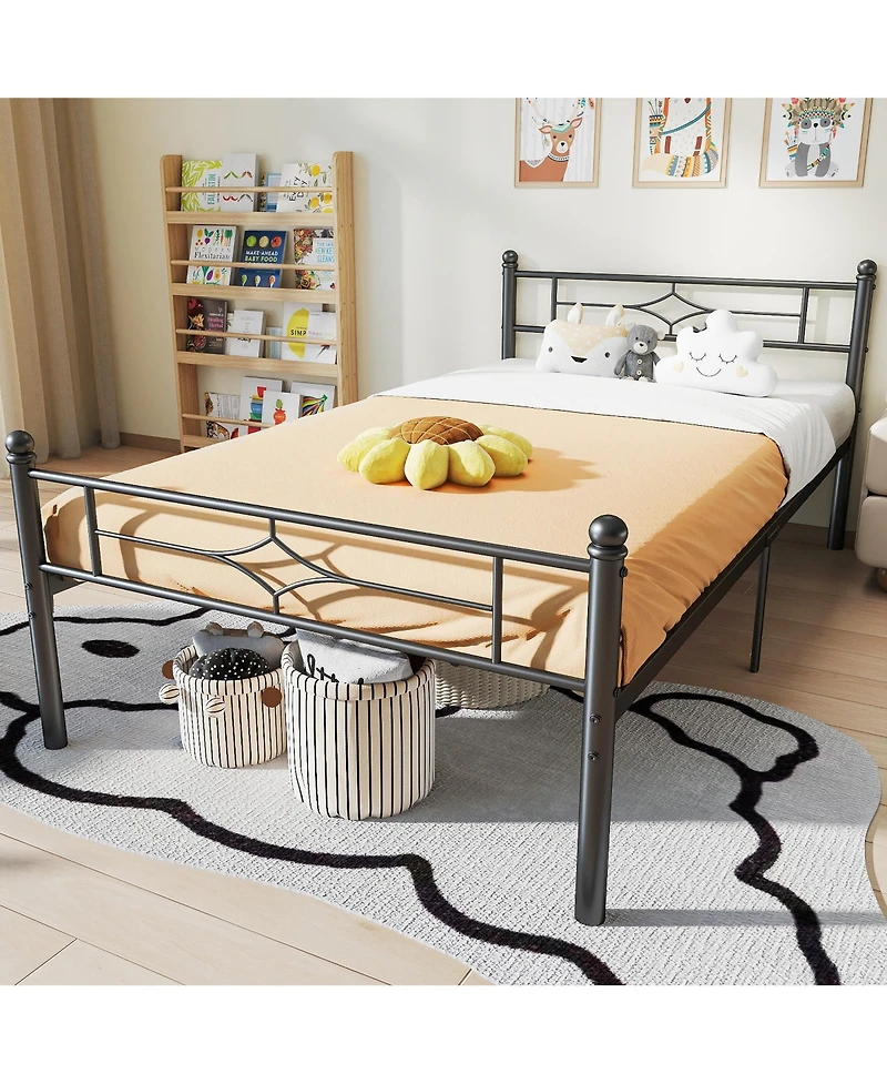 Sailvan Metal Platform Bed Frame with Headboard and Underbed Storage