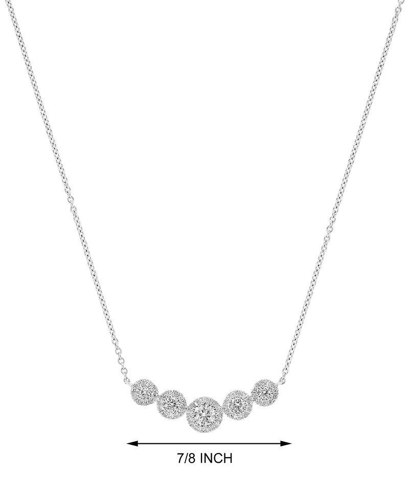 Diamond Halo Graduated Statement Necklace (1/2 ct. t.w.) in 14k White Gold, 16" + 2" extender