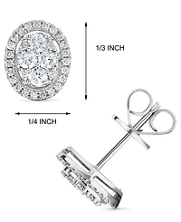 Diamond Oval Halo Cluster Stud Earrings (5/8 ct. t.w.) in 14k White Gold