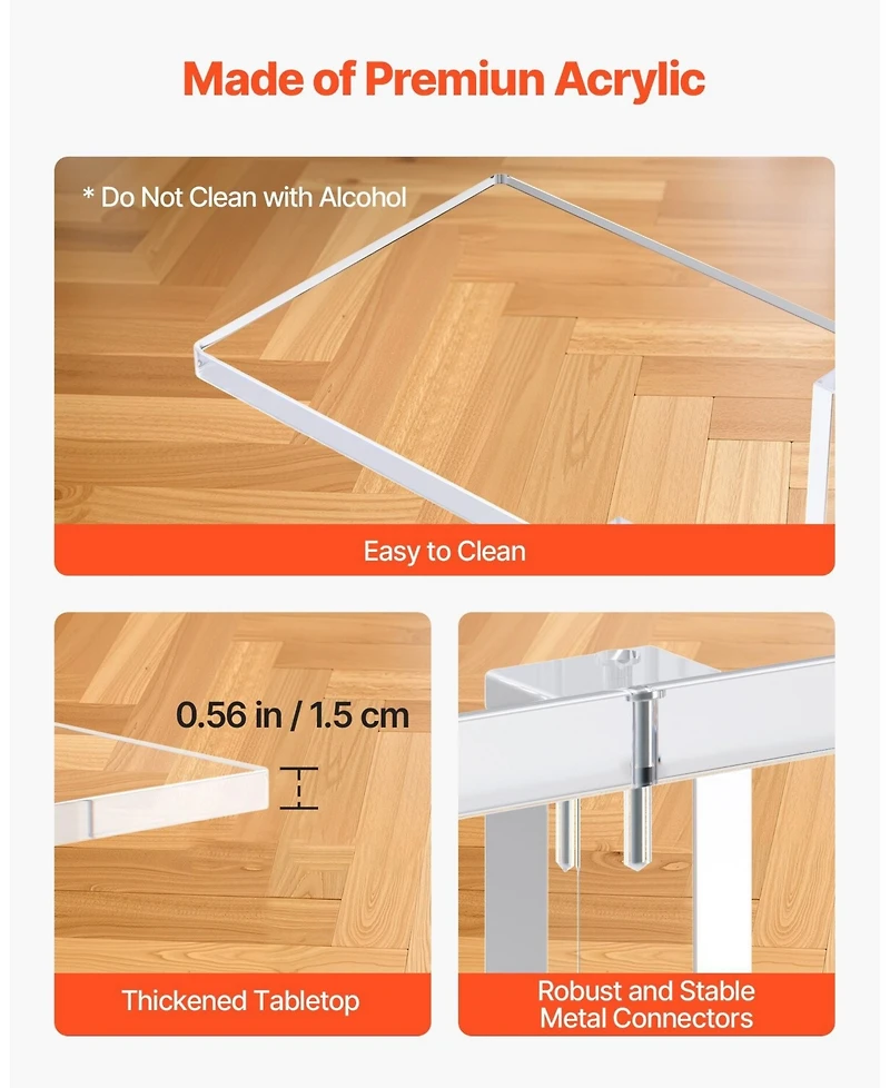 Sugift Acrylic Console Table, 2-Tiers Narrow Side Desk with Storage for Living Room