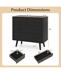 Slickblue 4 Drawer Wooden Dresser Wide Storage Cabinet for Bedroom