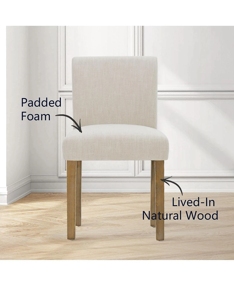 Maison Boucle Set of 2 Linen Upholstered Dining Chairs with Solid Wood Legs