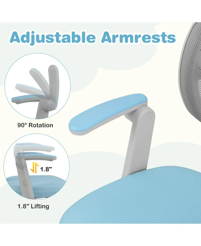 Gouun Adjustable-Height Children Study Chair with Armrest and Footrest