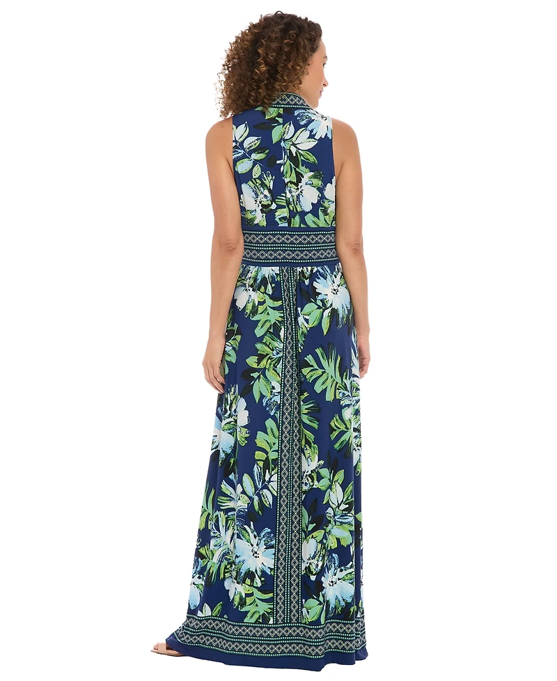 London Times Women's V-Neck Maxi Dress