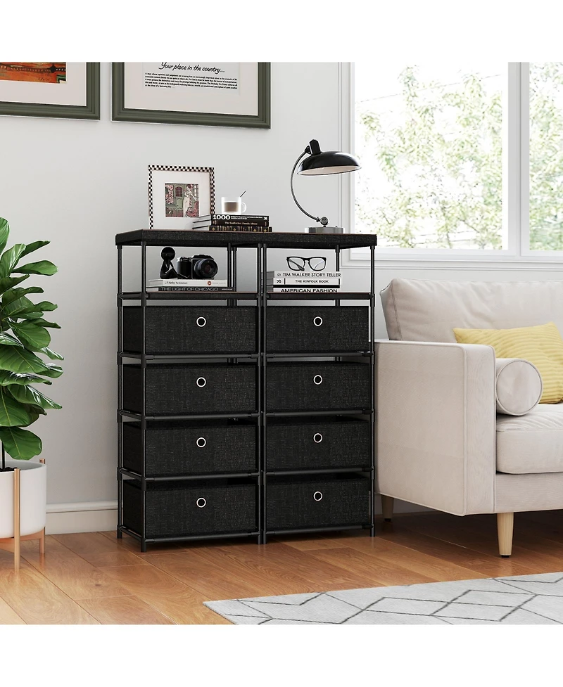 Slickblue Drawer Storage Dresser with Open Shelves Modern Design