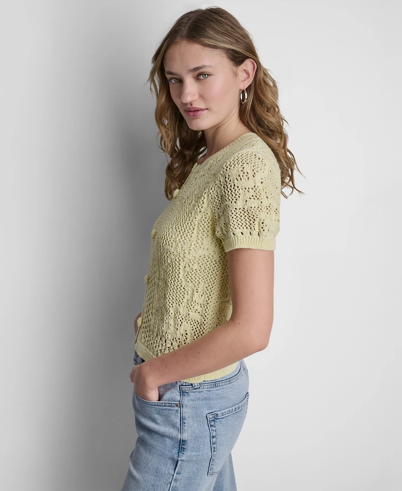 Dkny Jeans Women's Short-Sleeve Crewneck Cardigan