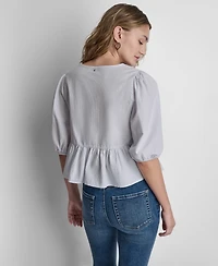 Dkny Jeans Women's V-Neck Button-Front Shirt