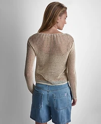 Dkny Jeans Women's Long-Sleeve Boat Neck Sweater