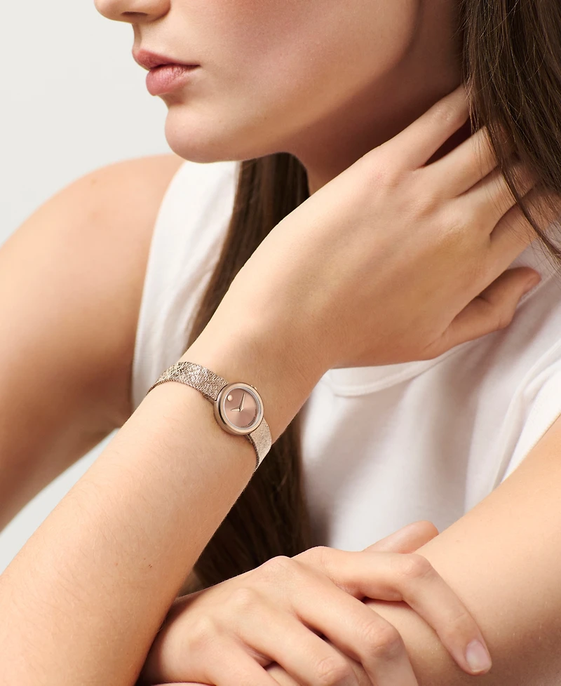 Movado Women's Museum Velura Mini Swiss Quartz Mid Rose Pvd Watch, 21mm