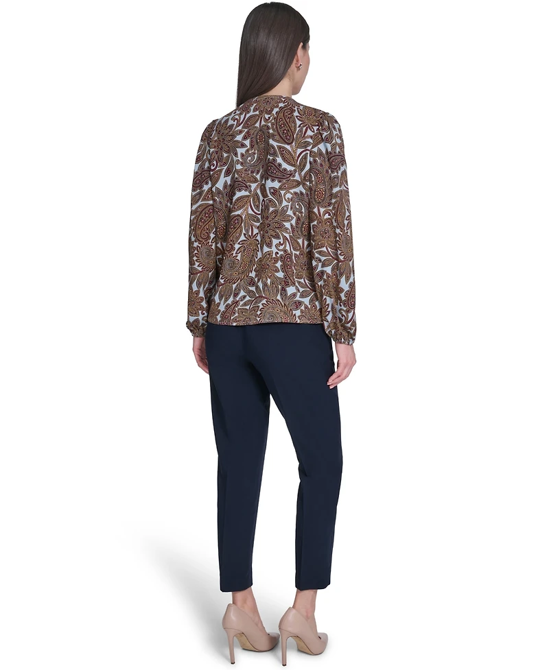 Tommy Hilfiger Women's V-Neck Long-Sleeve Ruffle Blouse