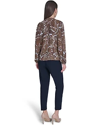 Tommy Hilfiger Women's V-Neck Long-Sleeve Ruffle Blouse