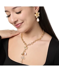 Jessica Simpson Flower Earrings with Dangling Faux Pearl, Drop Earrings for Women