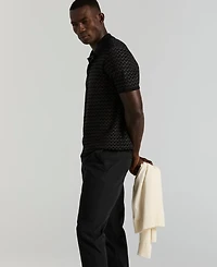 Perry Ellis Men's Geo Jacquard Short Sleeve Polo Sweater