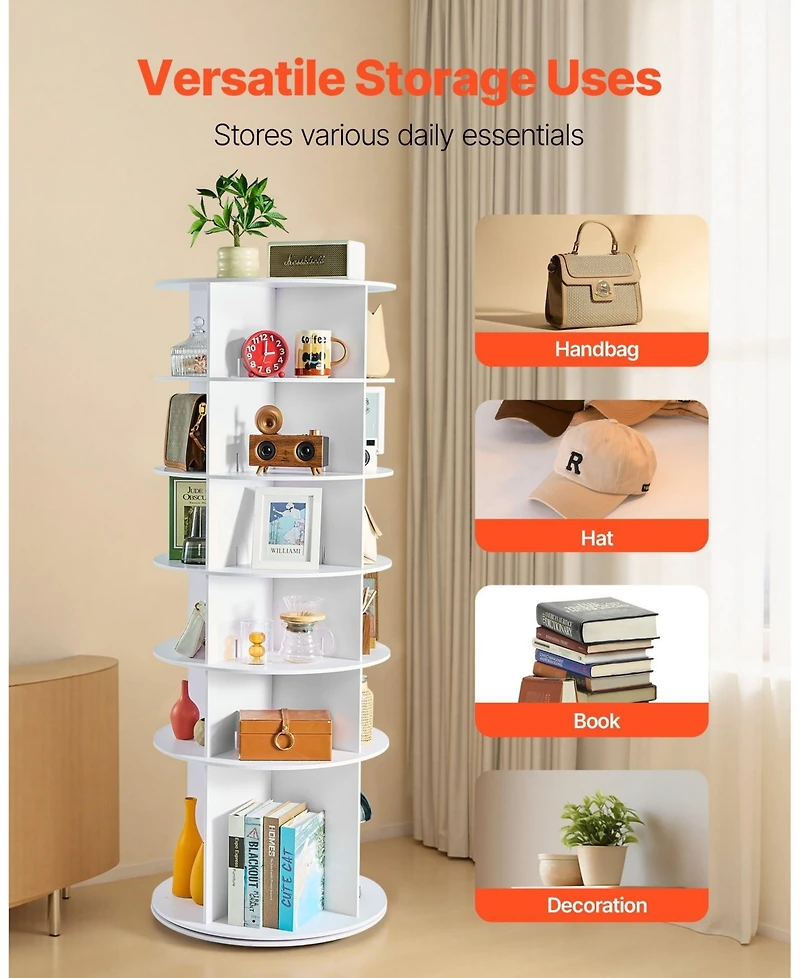 Sugift 6-Tier Rotating Shoe Rack 360 Spinning Shoe Organizer for Bedroom Closet