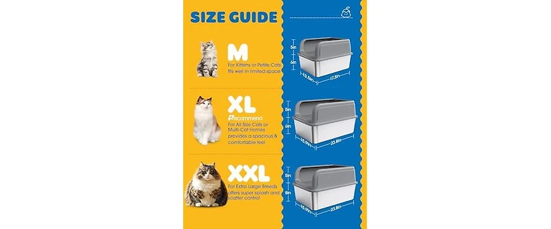 Aronkl Stainless Steel Cat Litter Box High Sided Anti Leakage Non Sticky Easy Clean With Scoop