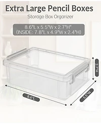 Gnuadz 6pack Pencil Box Plastic Case Crayon Marker Organizer Container Lid Stackable Storage Craft Pen Art School